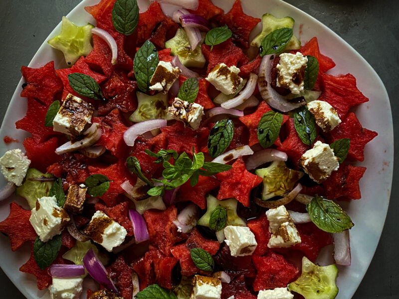 Refreshing Watermelon Feta Salad With Balsamic Glaze