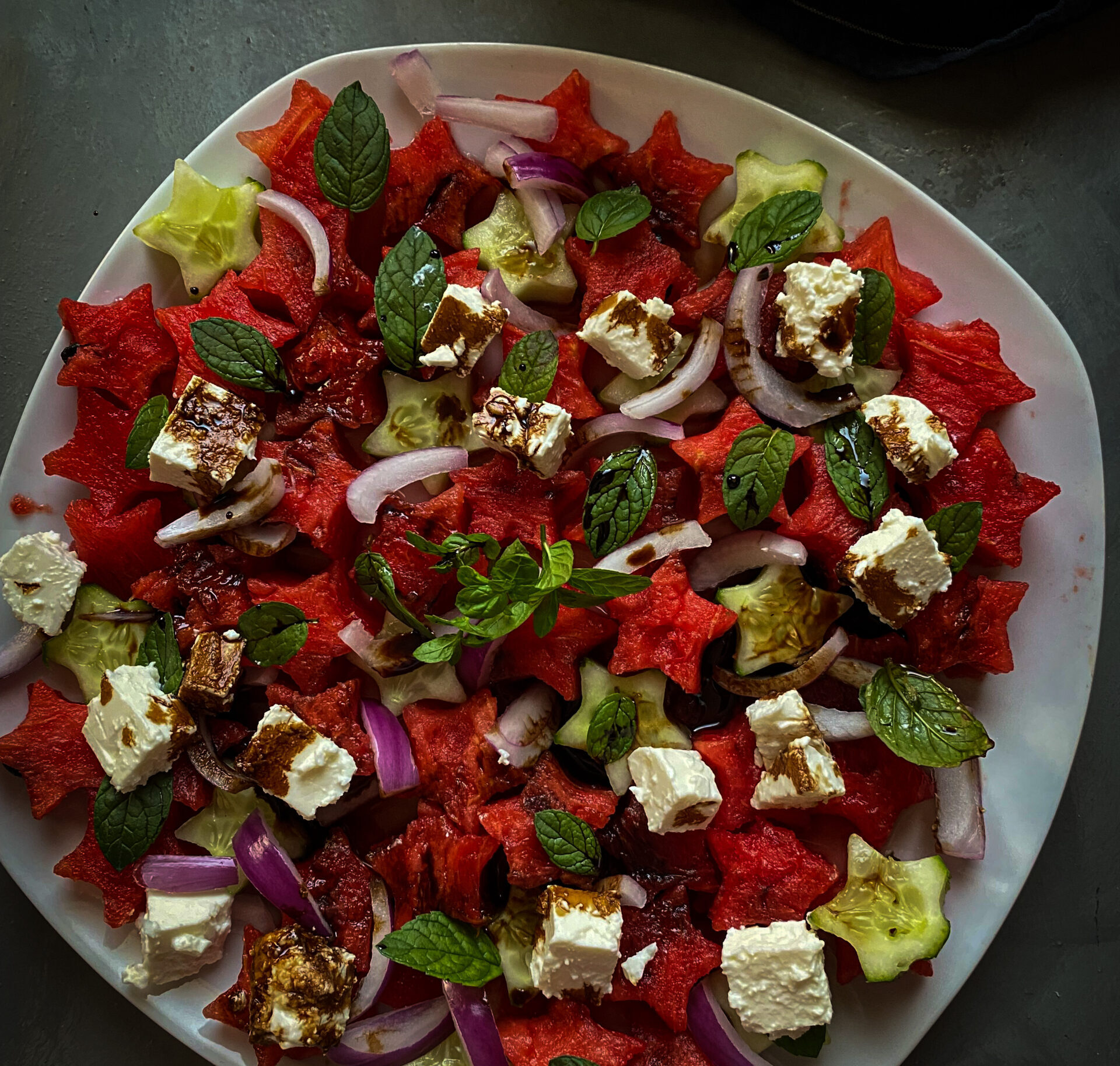 Refreshing Watermelon Feta Salad With Balsamic Glaze